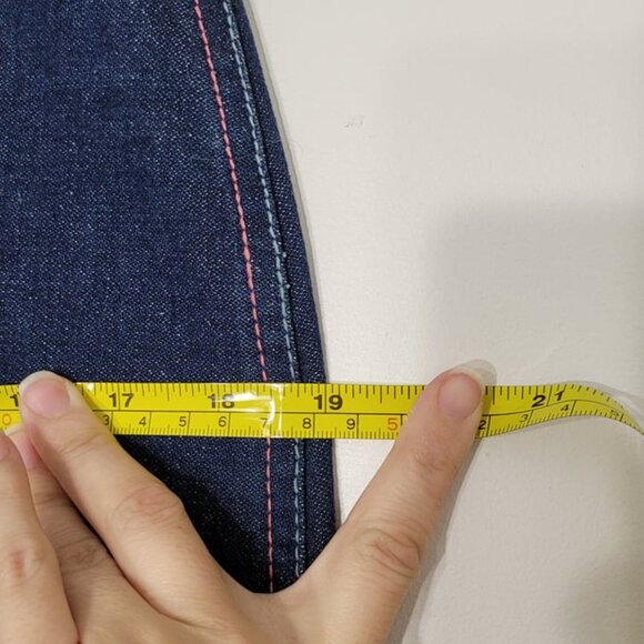 JTF Vintage Blue Dark Wash Denim 90s Jean Skirt Cotton Blend Pockets Belt Loops - Picture 10 of 13